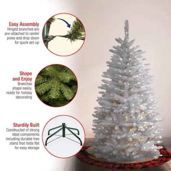 4.5ft. Pre-Lit Kingswood® White Fir Pencil Artificial Christmas Tree, Clear Lights {6}
