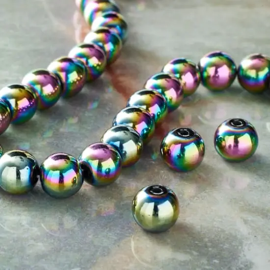 Rainbow Reconstituted Hematite Round Beads by Bead Landing&trade; {3}