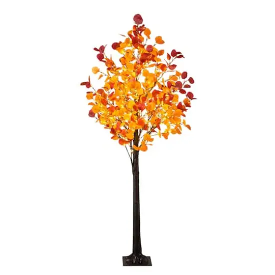 6ft. Pre-Lit Bright Autumn Eucalyptus Artificial Fall Tree with 420 Warm White LED Lights {1}