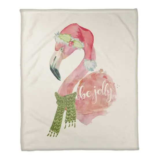 Be Jolly Flamingo 50x60 Coral Fleece Blanket {1}