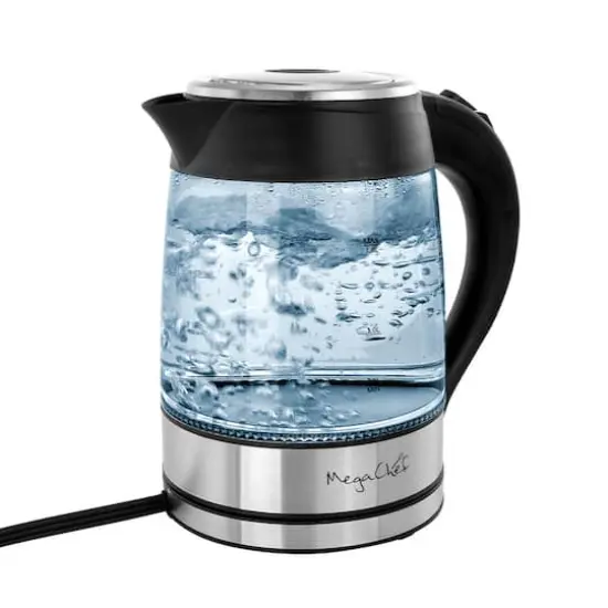 MegaChef 1.8L Glass Body & Stainless Steel Electric Tea Kettle {1}