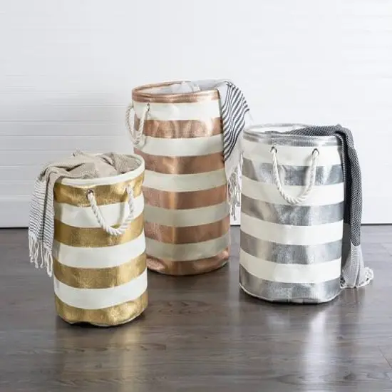 DII&reg; 14" Stripe Woven Paper Storage Bin Copper Stripe {4}