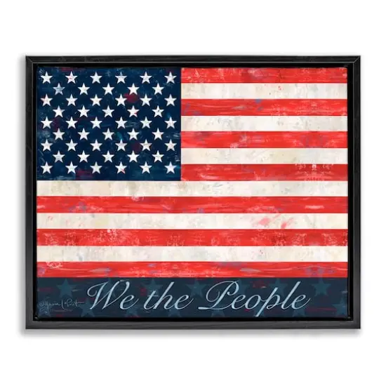 Stupell Industries We The People Flag Floater Framed Art Black {1}