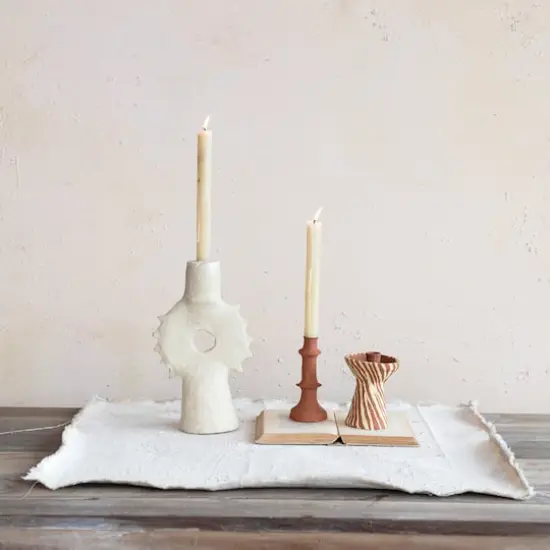 Hello Honey&reg; 12" Handmade Paper Mache Spiked Taper Candle Holder {3}
