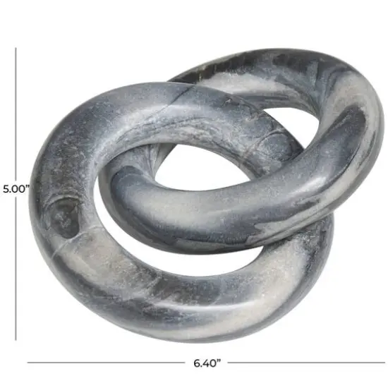 6" Black Marble Geometric Link Chain Sculpture {6}