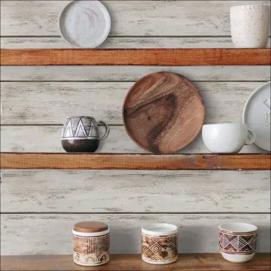 InHome White Washed Plank Peel & Stick Wallpaper {5}