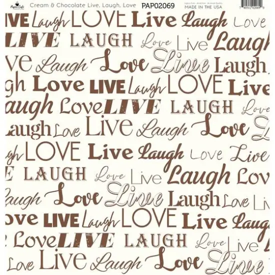 Paper Caf&eacute; Cream & Chocolate Live Laugh Love 12" x 12" Cardstock, 15 Sheets {1}