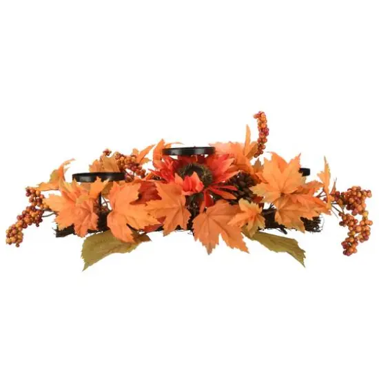 24" Orange Harvest Maple Leaf Candleholder {5}