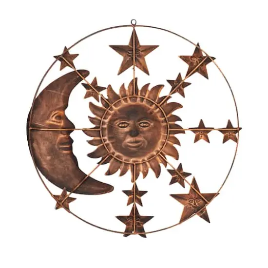 Brown Sun & Moon Rustic Metal Wall Decor {9}