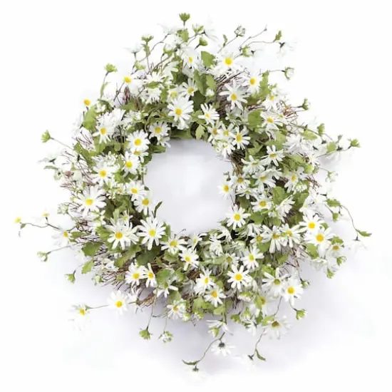 23" White Daisy Wreath {1}