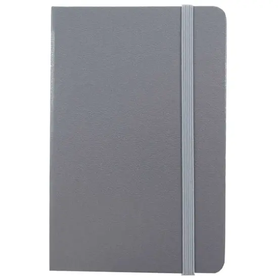 JAM Paper Large Hardcover Notebook with Elastic Band Grey {1}
