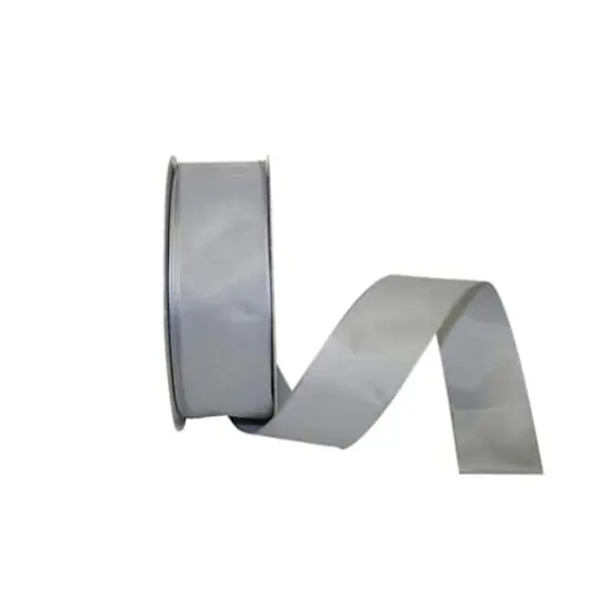 JAM Paper 1.5" x 50yd. Linen Touch Mono Ribbon Pewter {1}