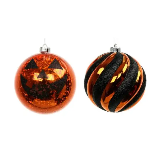 6" Black & Orange Plastic Ball Ornament Set by Ashland&reg; {3}