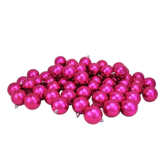 60ct Shiny Pink Magenta Shatterproof Ball Ornaments {3}