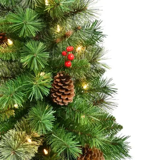 3ft. Pre-Lit Pine Adorned Artificial Christmas Tree in Burlap Sack, Clear Lights {5}