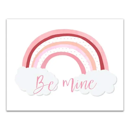 Be Mine Rainbow Polka Dots 11" x 14" Canvas Wall Art {1}
