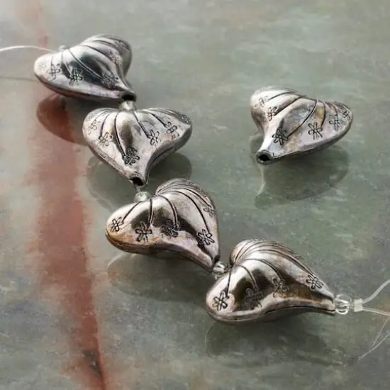 Silver Metal Heart Beads, 24mm by Bead Landing&trade; {3}