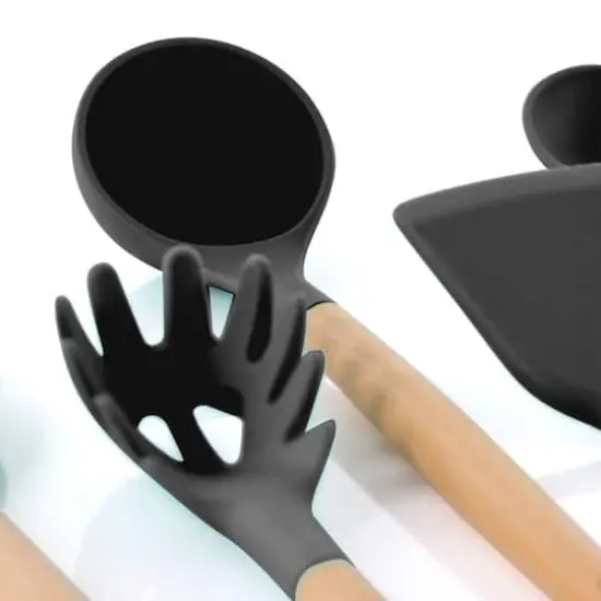 MegaChef Gray Silicone & Wood Cooking Utensils Set, 9ct. {5}