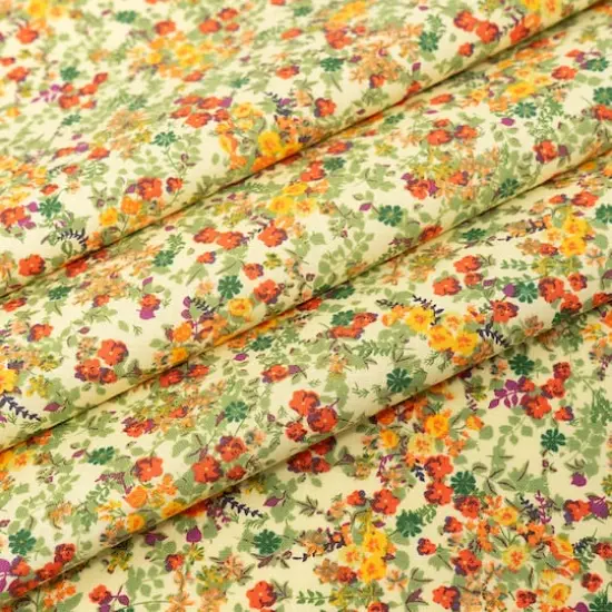 SINGER Yellow Floral Packed Cotton Fabric {3}