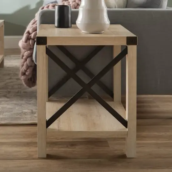 Walker Edison 22" Rustic Wood Side Table White Oak {6}
