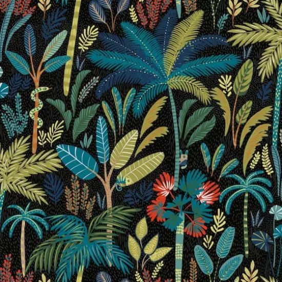RoomMates Tropical Eden Peel & Stick Wallpaper Black and blue {1}