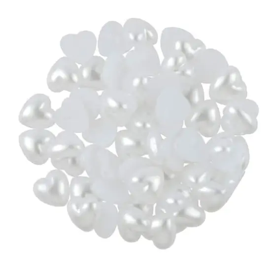 7.4mm White AB Flatback Plastic Pearl Hearts, 300ct. by Bead Landing&trade; {1}
