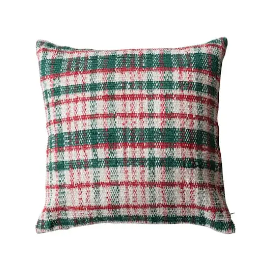 Hello Honey&reg; 20" Red & Green Plaid Woven Throw Pillow {4}