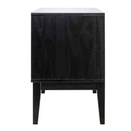 Hello Honey® Crawford 24" Nightstand with Storage Drawers and Natural Woven Cane Detail Black Satin and Black {5}