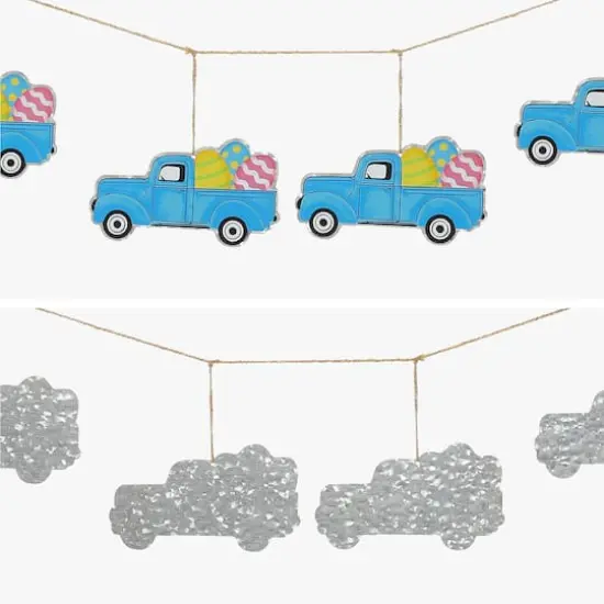 Glitzhome&reg; Easter Metal Truck Garland {6}