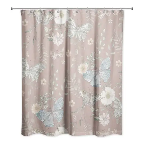 Butterflies Shower Curtain Maroon {1}