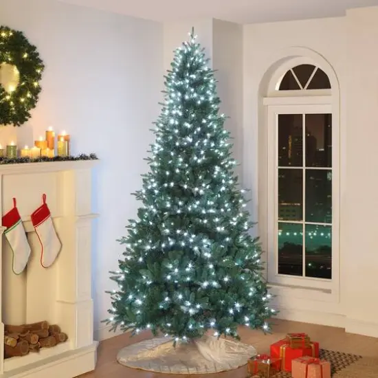 9ft. Pre-Lit Alexa Enabled Vermont Spruce Artificial Christmas Tree, Multicolor LED Lights {10}