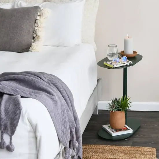 Hello Honey&reg; Modern Adjustable C-Shaped End Table Dark Green {6}