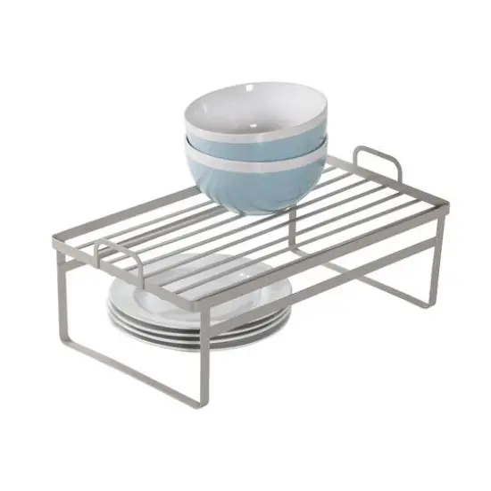 Honey Can Do Gray Stackable Cabinet Shelf Helpers Set {6}