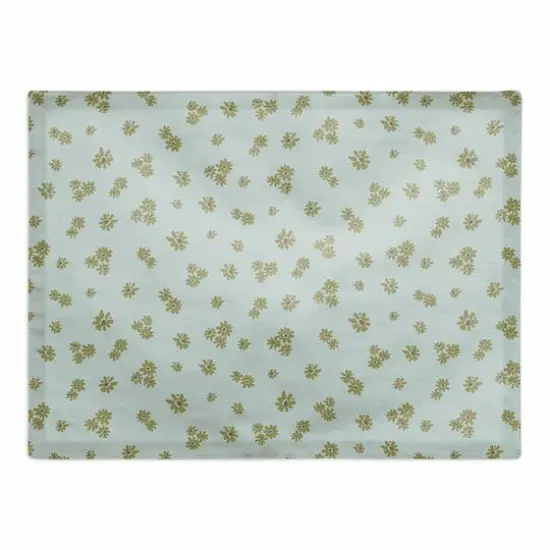 Daisy Pattern Cotton Twill Placemat Green {1}