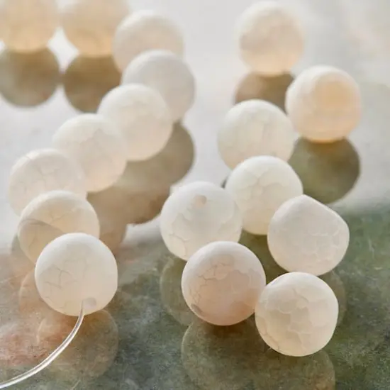 Matte White Crackle Agate Round Beads, 10mm by Bead Landing&trade; {3}