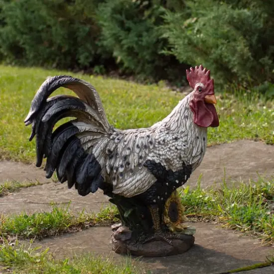 17" Standing Rooster Outdoor Garden Statue {3}