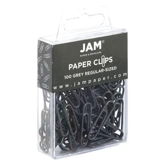 JAM Paper 1" Colorful Standard Paper Clips, 2 Packs of 100 Gray {4}