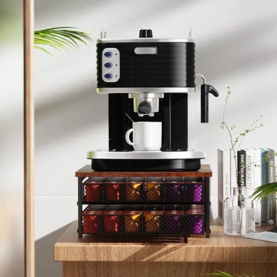 Black 2-Tier 72 Pods Drawer Coffee Organizer for K Cup {4}