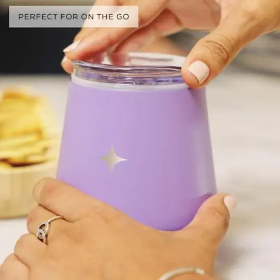 JoyJolt&reg; 12oz. Vacuum Insulated Stemless Wine Tumbler with Lid Purple {6}
