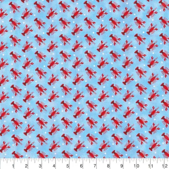 Fabric Traditions Light Blue Lobsters Cotton Fabric {3}