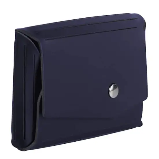 JAM Paper Italian Leather Business Card Holder Case with Angular FlapNavy Blue {4}
