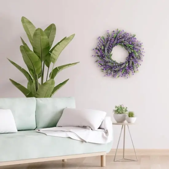 24" Artificial Lavender Spring Wreath {5}