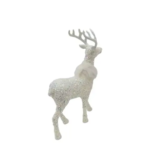 18" White Standing Reindeer with Faux Fur & Sequins by Ashland&reg; {4}
