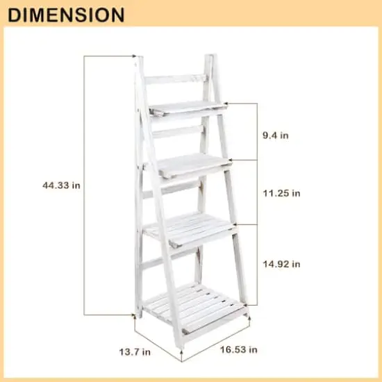 NEX&trade; 44" White 4 Tier Foldable Plant Shelf Storage Rack {3}