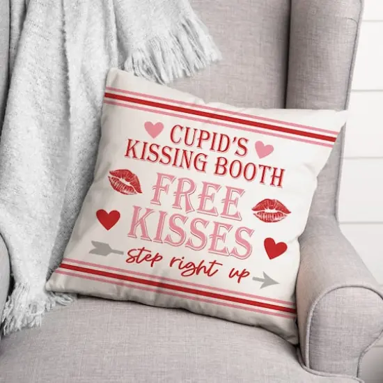 Cupid Kissing Booth Throw Pillow, 18" x 18" {3}