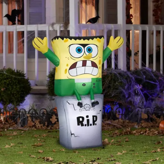 3ft. Airblown&reg; Inflatable SpongeBob as Monster on Tombstone {3}