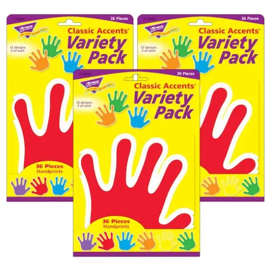 Trend Classic Accents&reg; Handprints Variety Pack, 3 Packs of 36 {1}
