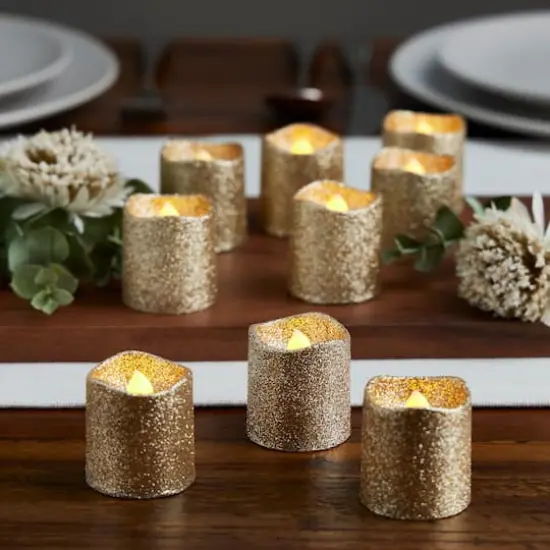 Champagne Glitter LED Votive Candles By Ashland&reg; 12ct. {3}