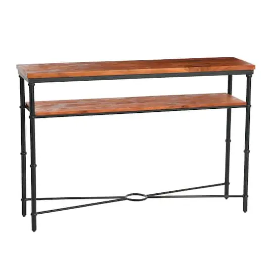 Hello Honey® 48" Saratoga Rustic Wood & Metal Console Table Warm Walnut {1}