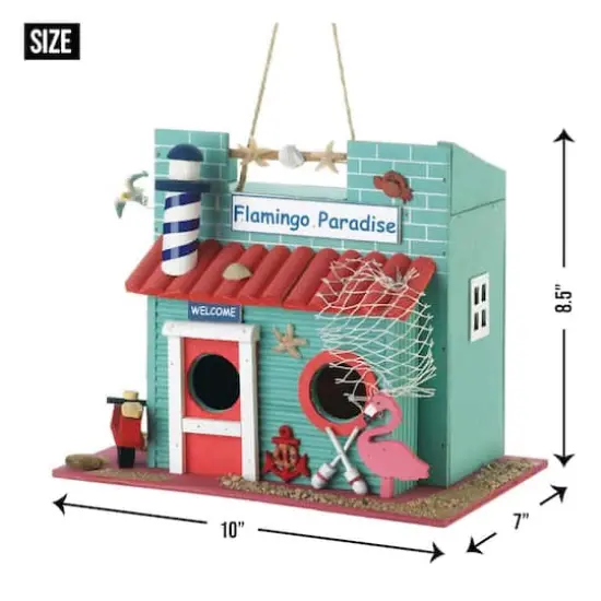 8.5'' Flamingo Paradise Birdhouse {4}
